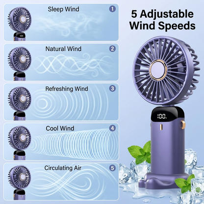 BRANDOME – Portable Mini Fan | Powerful Cooling & Digital Display