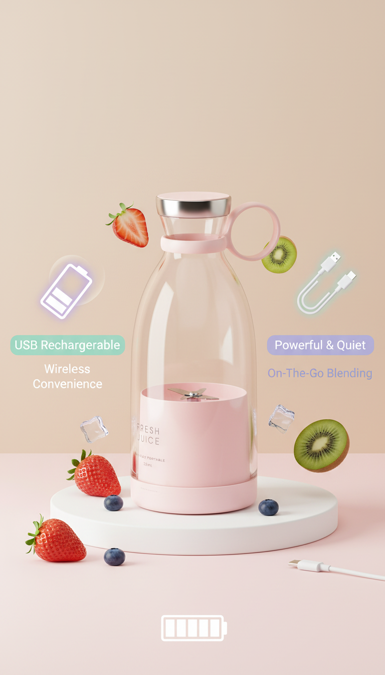 Travel Portable Mini Juice Blender – Fresh Juice Anytime, Anywhere