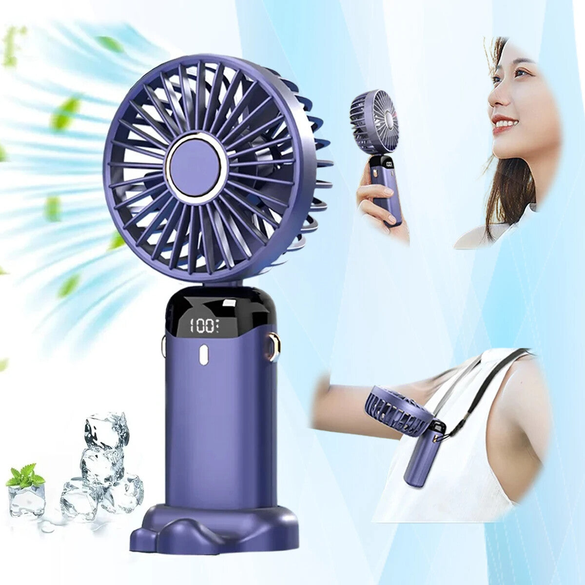 BRANDOME – Portable Mini Fan | Powerful Cooling & Digital Display